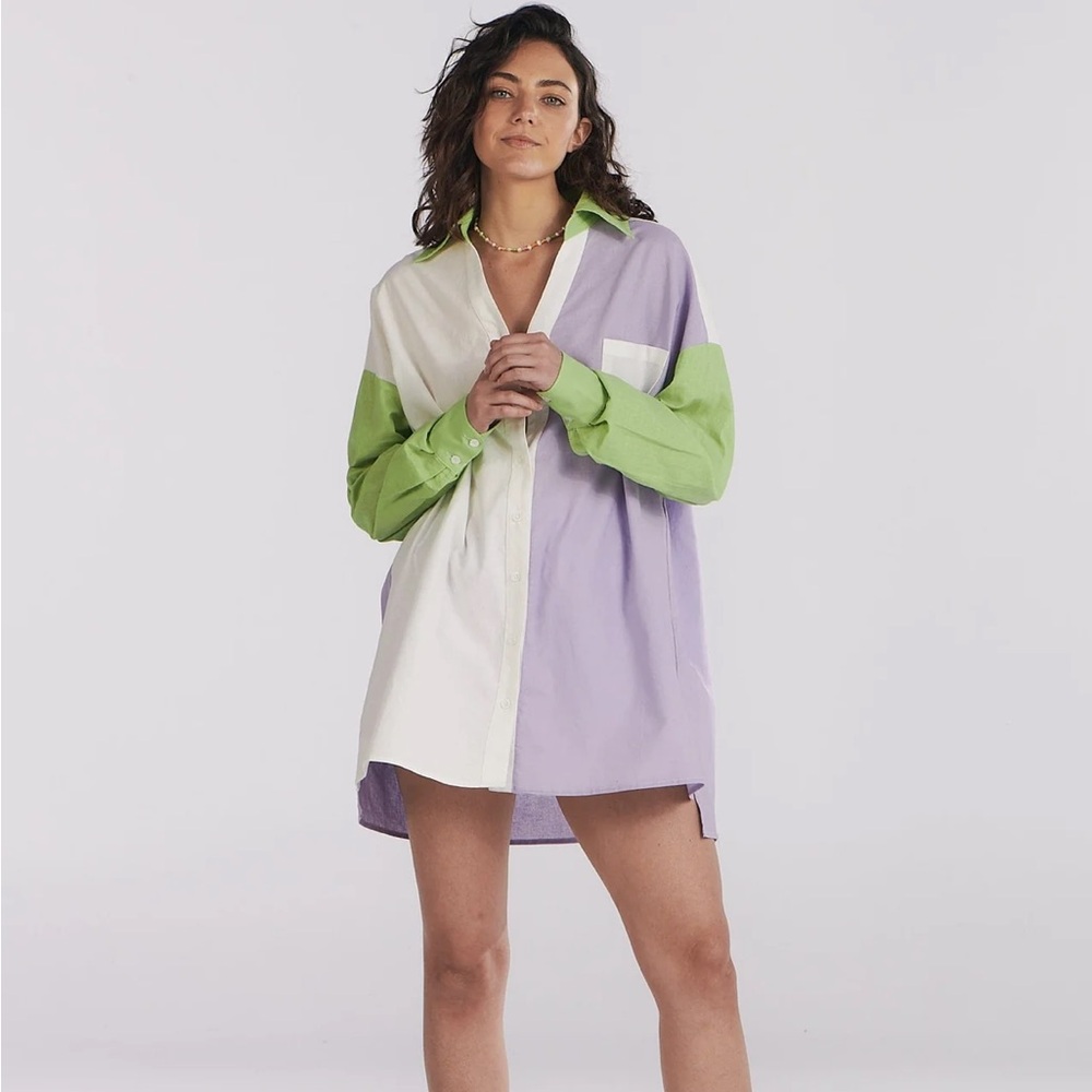 Charlie Holiday Romi Colorblock Button-Front Top - image 3